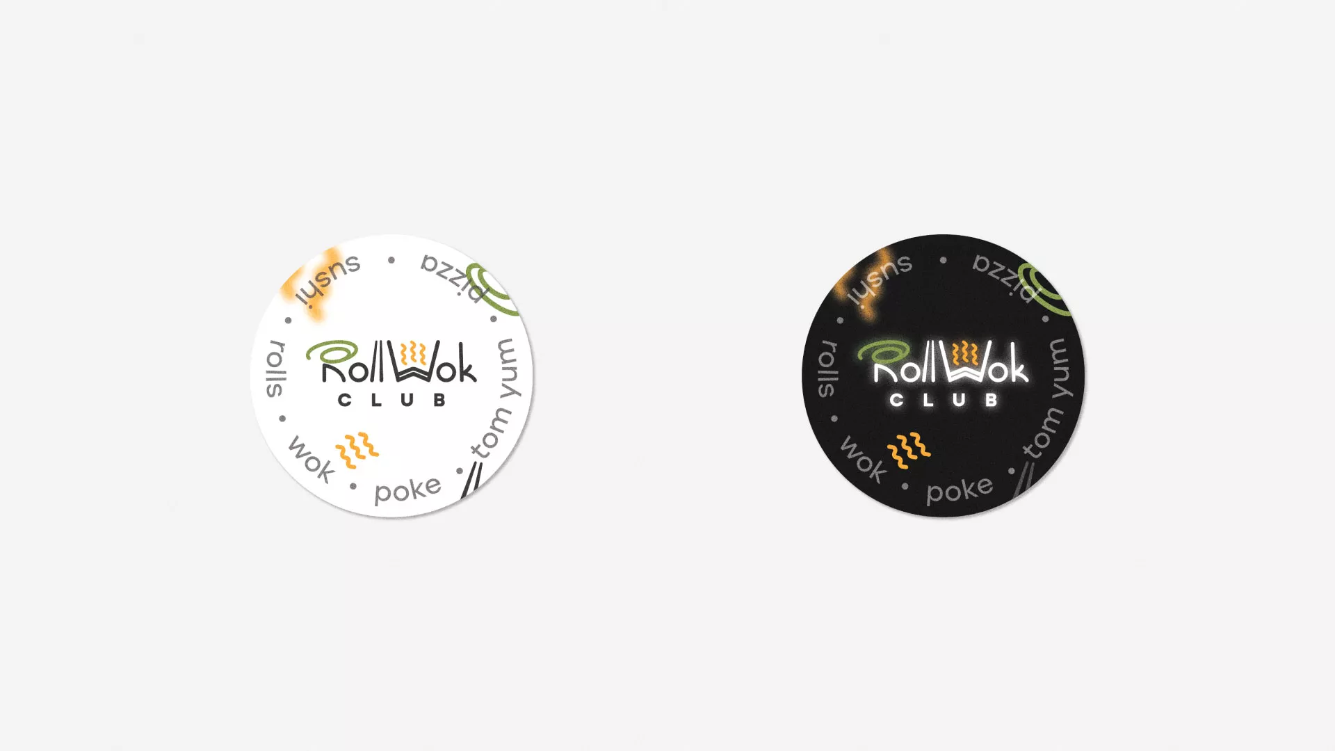 Разработка наклеек для суши-бара «Roll Wok Club» в Белой Калитве